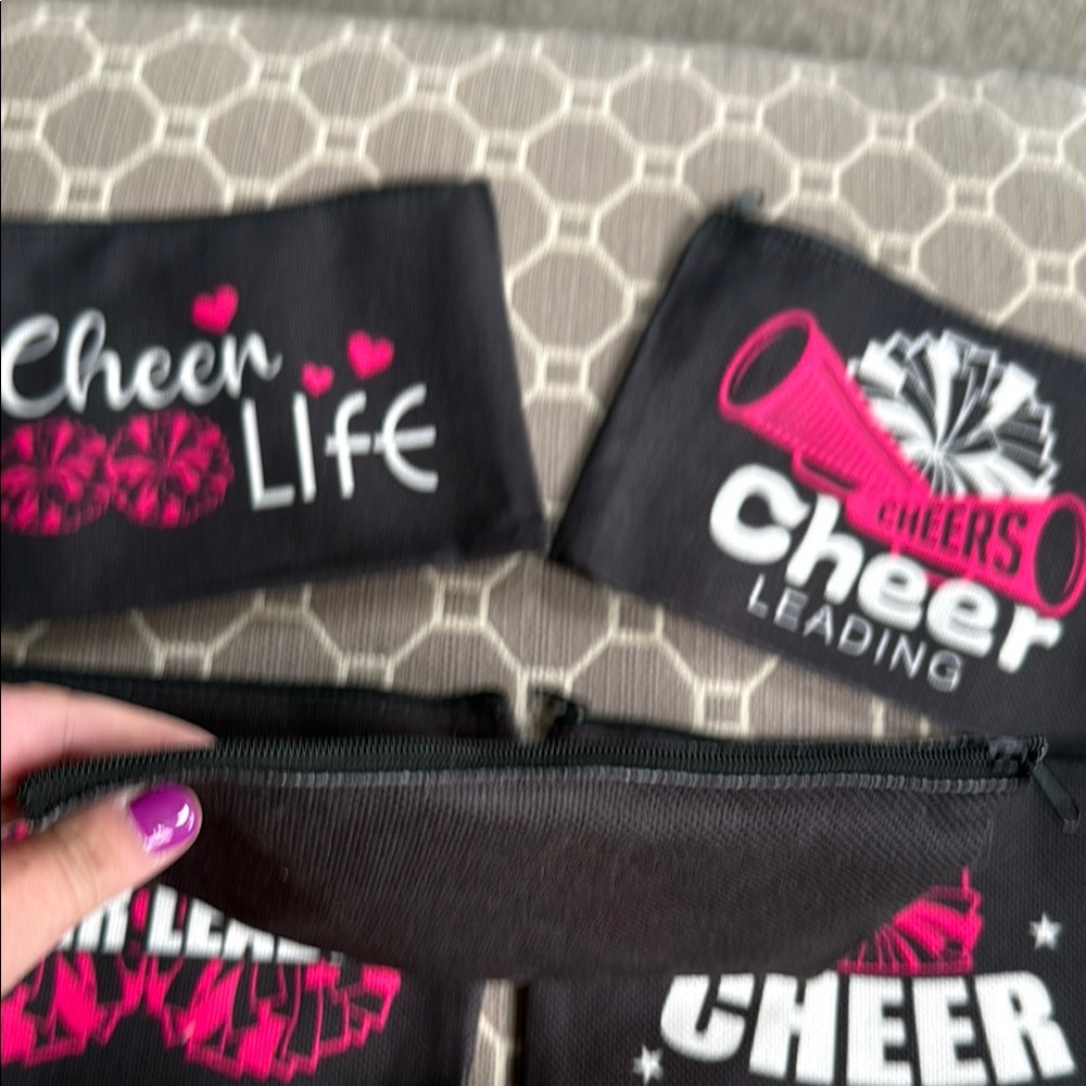 Black Cheerleading Pouch Set with Pink and White Accents - Picture 3 of 6